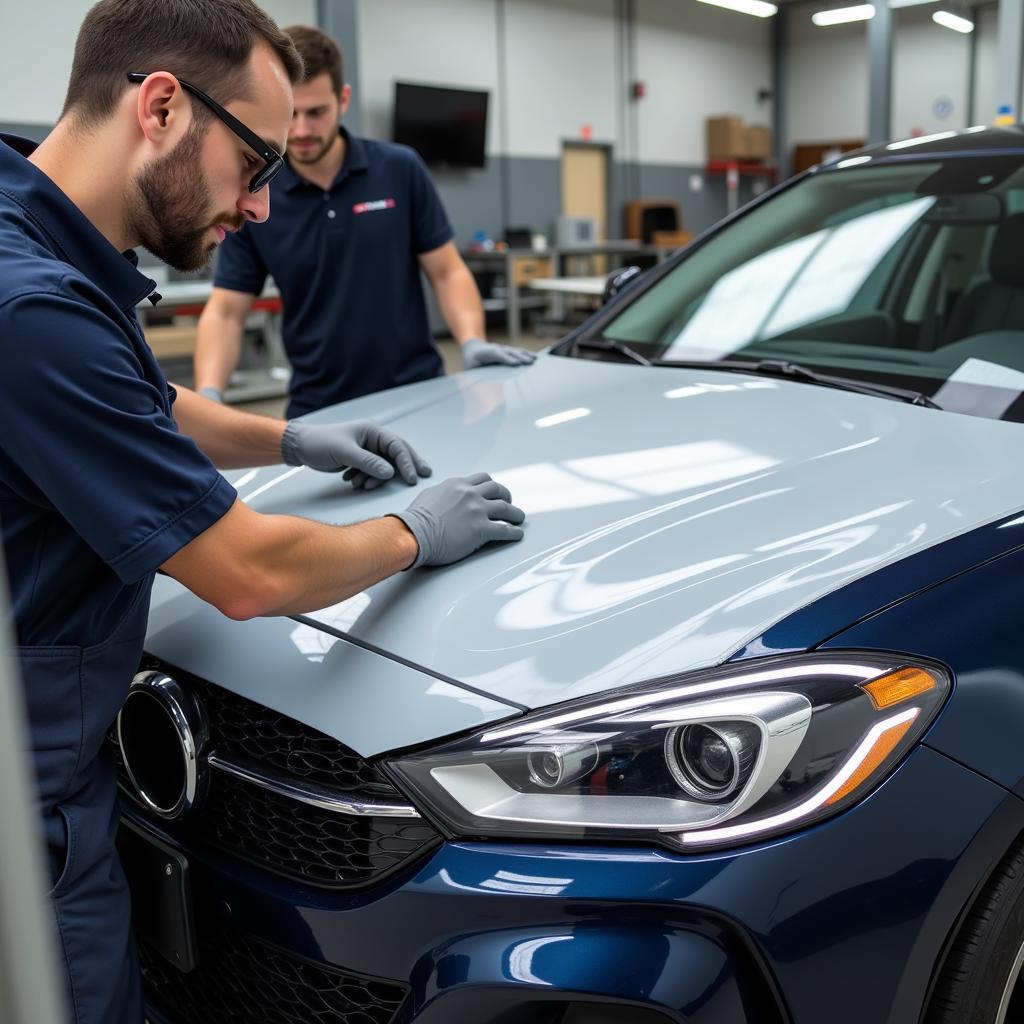 Applying paint protection film (PPF) to a car