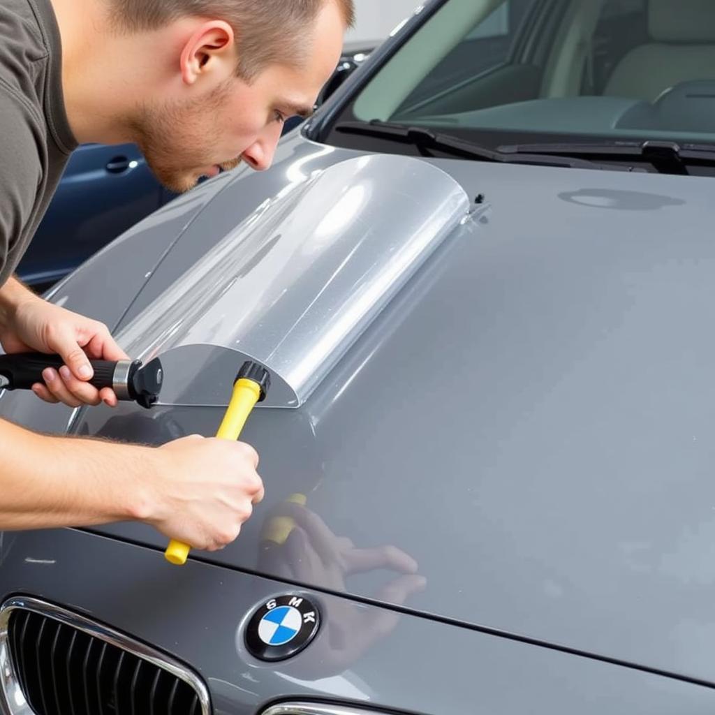 Applying Paint Protection Film to Car