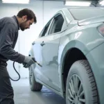 Applying primer during car body repair