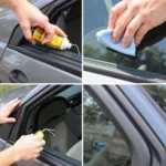 Applying Rubber Conditioner to Car Window Molding