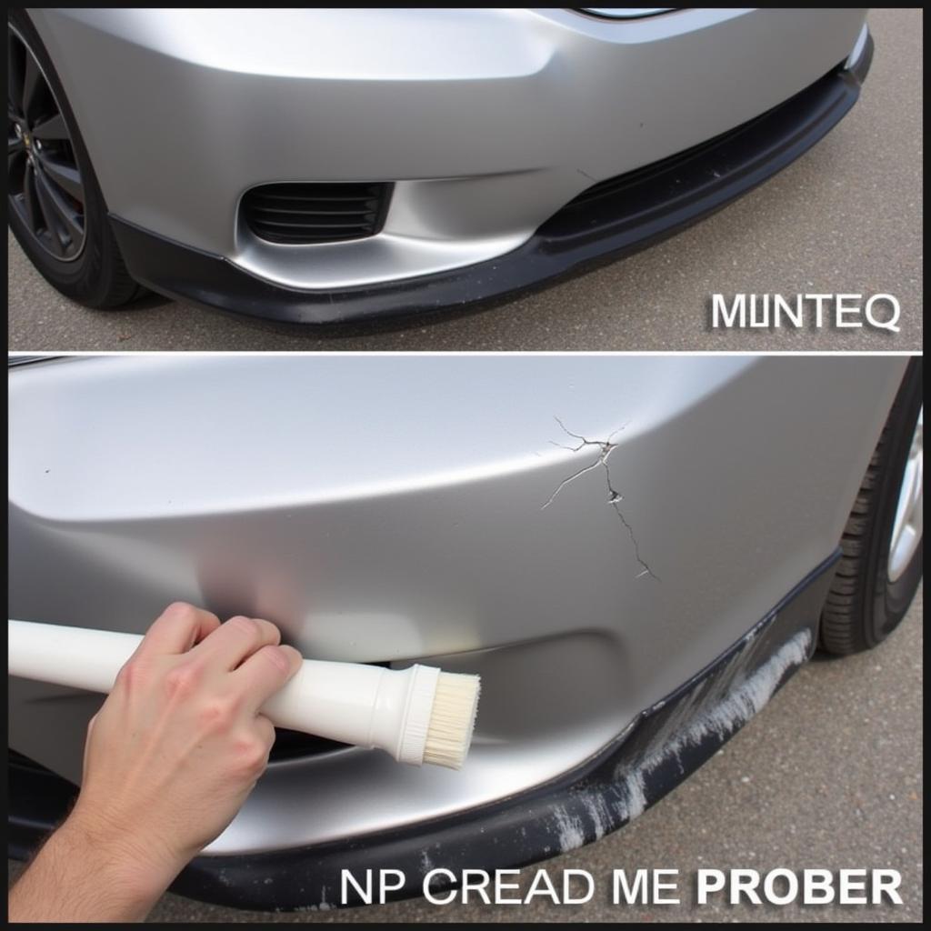 Applying Rubber Repair Compound to Bumper Crack