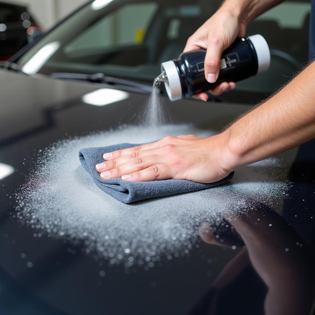 Applying Rubbing Compound to Car Clearcoat