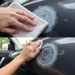 Applying Rubbing Compound to Car Scratch