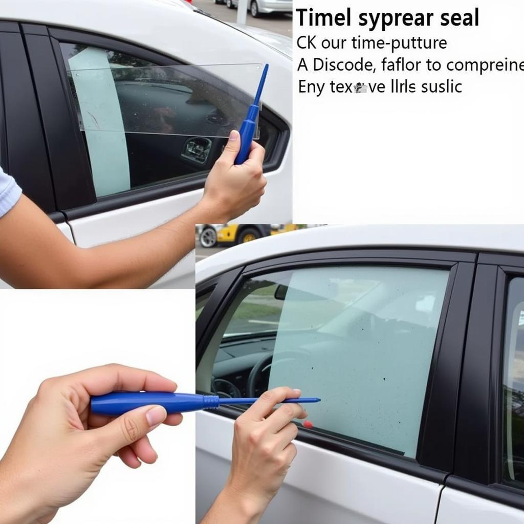 Applying a temporary car window repair kit