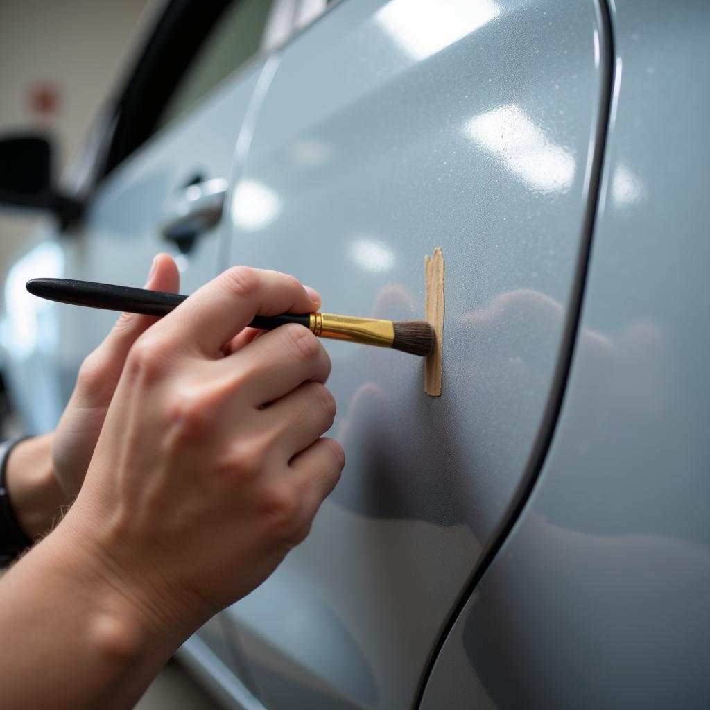 Applying Touch Up Paint to Car Scratch