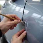 Applying Touch-Up Paint to a Car Door Chip