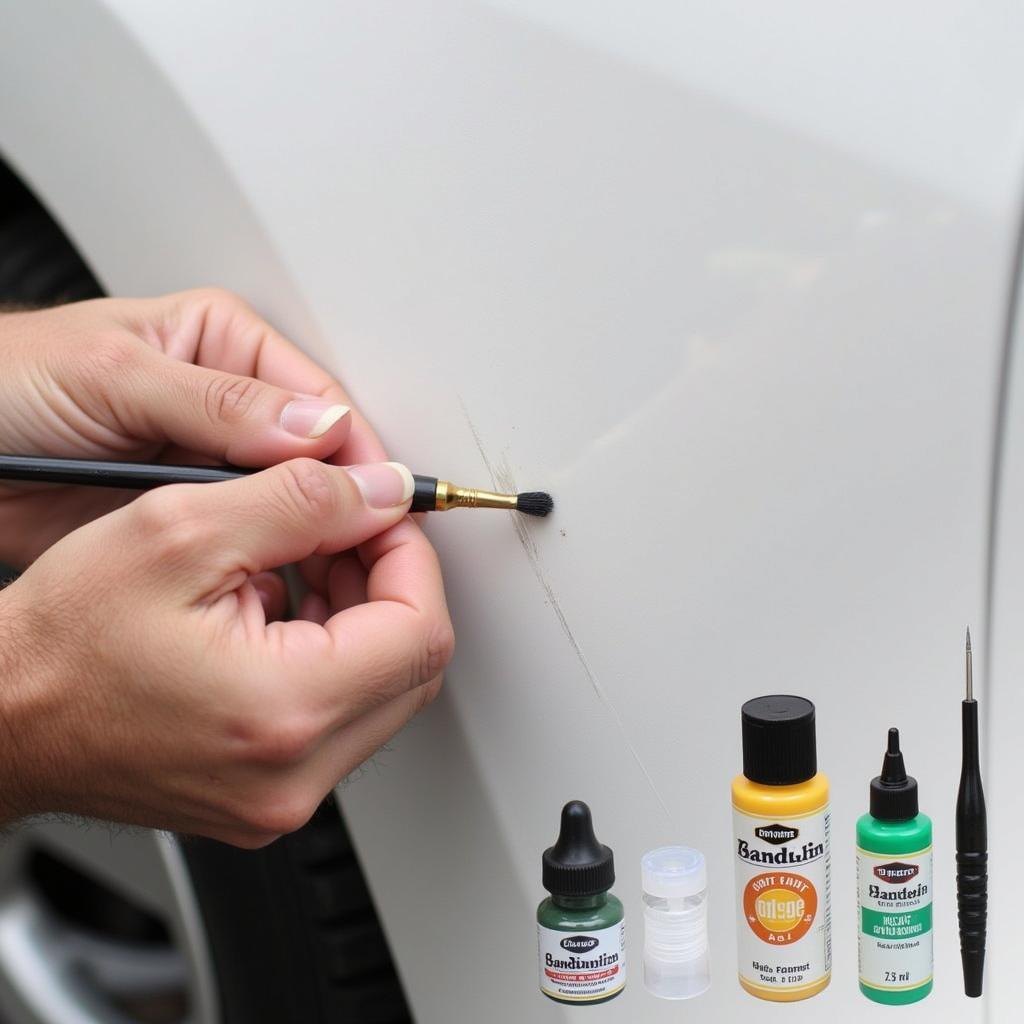 Applying Touch-up Paint to a Car Scratch in the Philippines