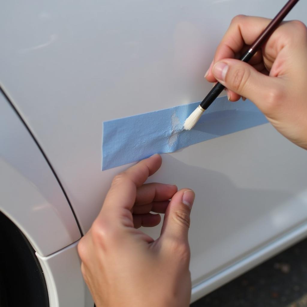 Applying Touch-Up Paint to a Car in Sunderland