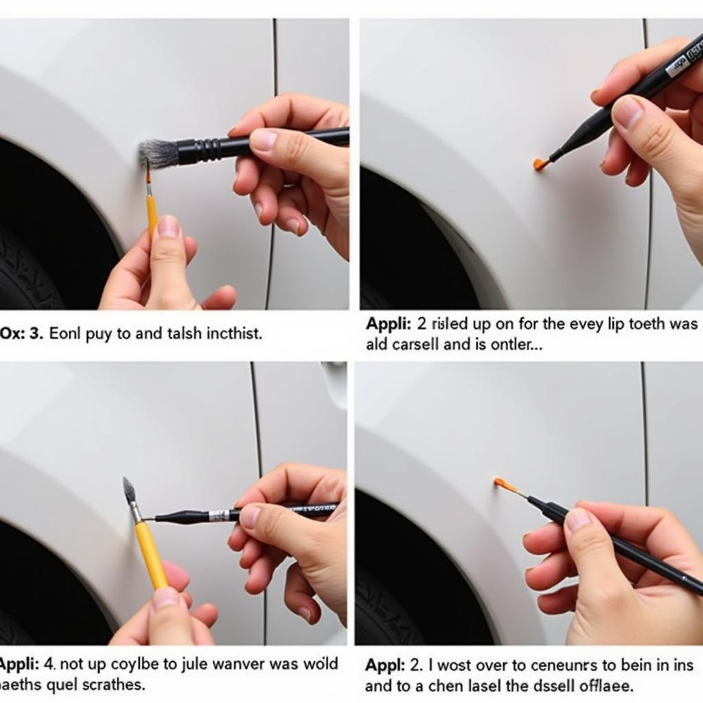 Applying touch-up paint to a car scratch