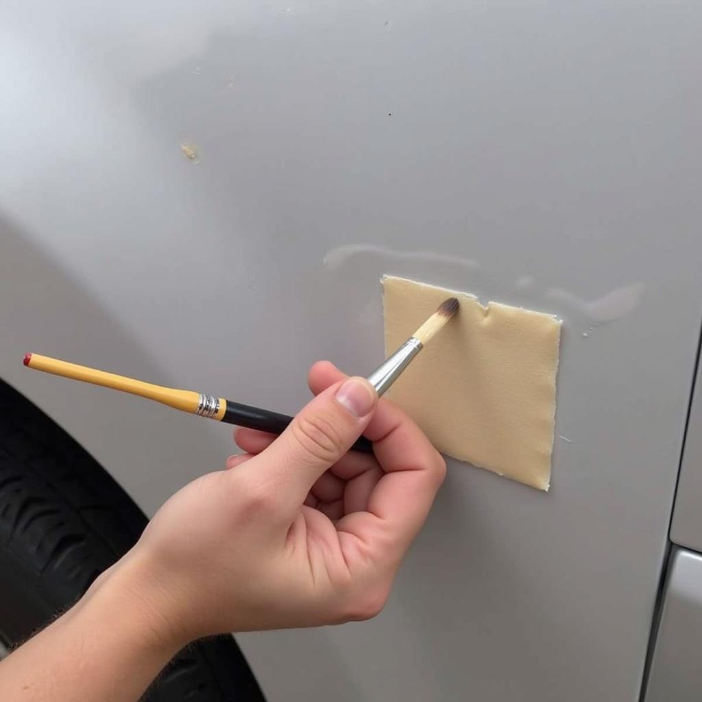 Applying Touch-Up Paint to Car Paint Chip