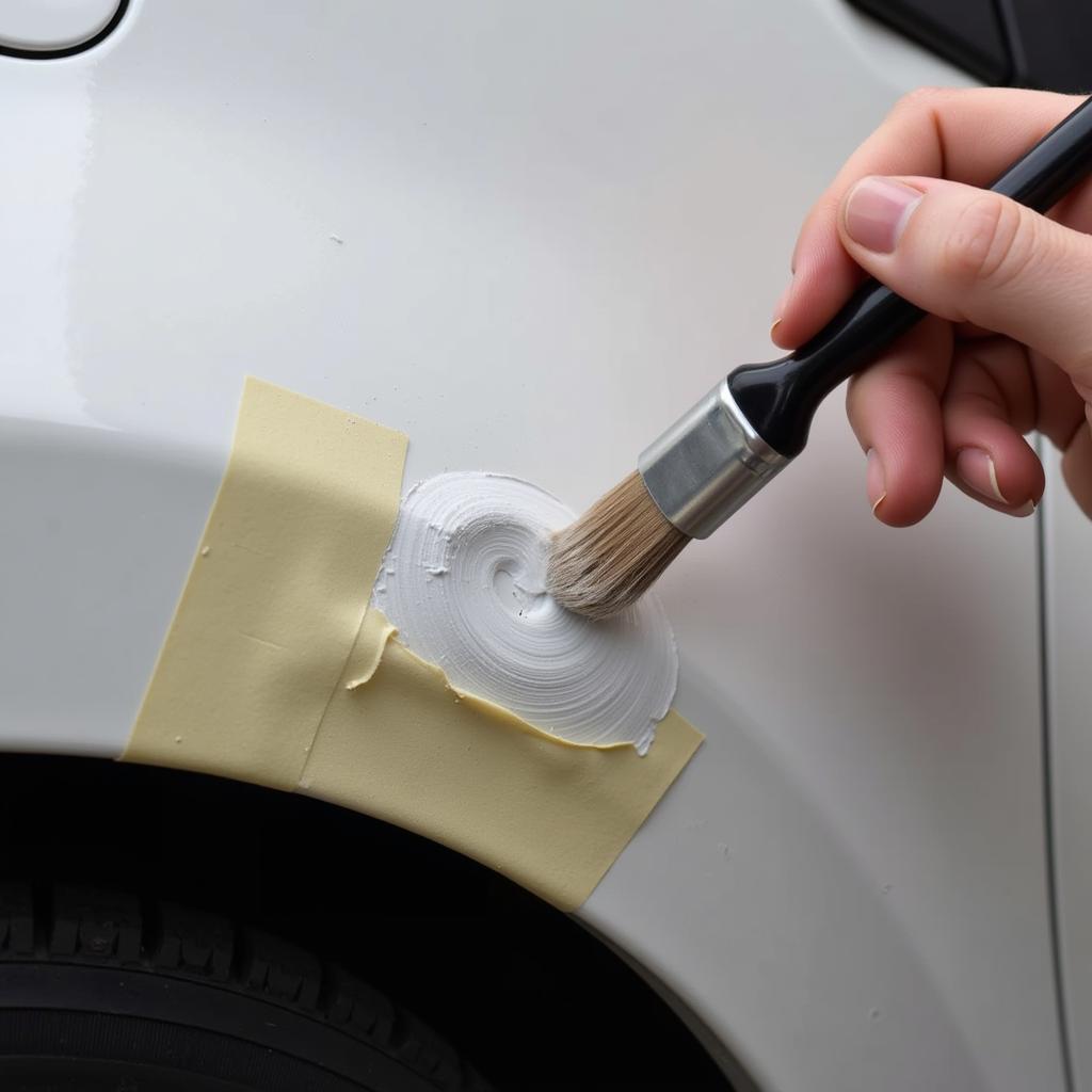 Applying Touch-up Paint to Car's Paint Chip