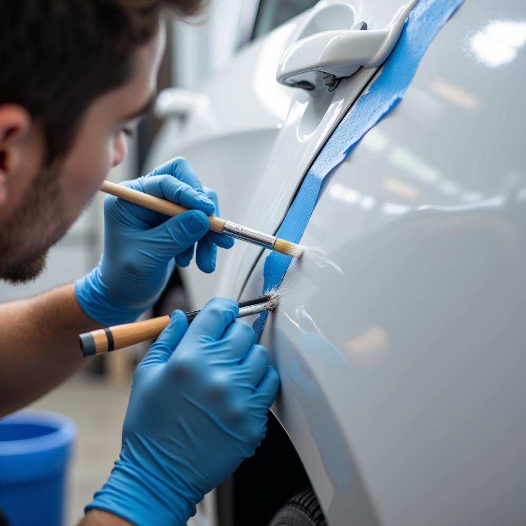 Applying Touch-Up Paint to a Car's Scratched Surface