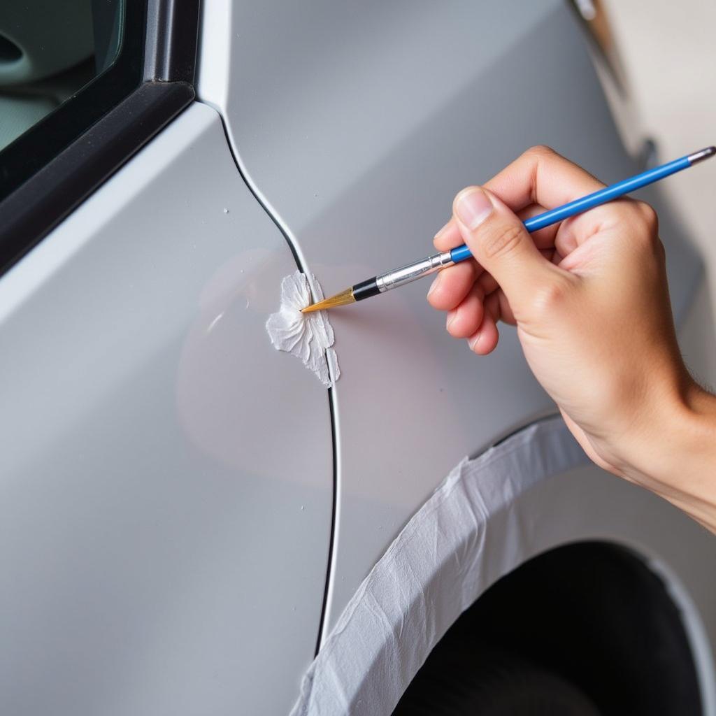 Applying Touch-Up Paint to a Car Door Edge Chip