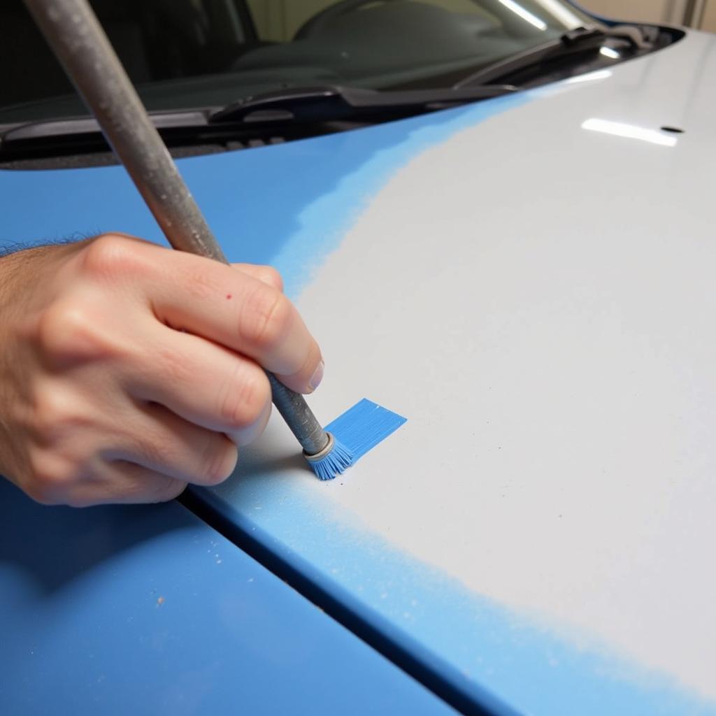 Applying Touch-Up Paint to a Car Roof Scratch