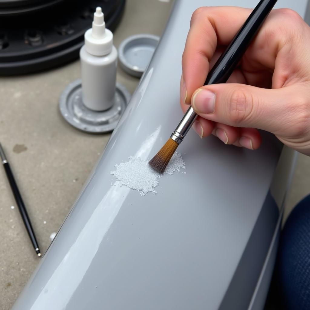 Applying Touch Up Paint to Car Scratch