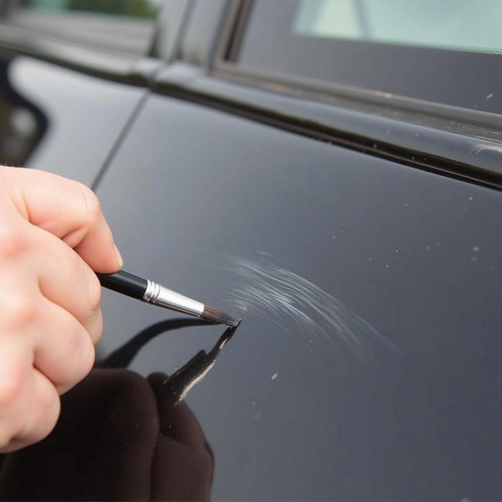 Applying Touch Up Paint to Car Scratch