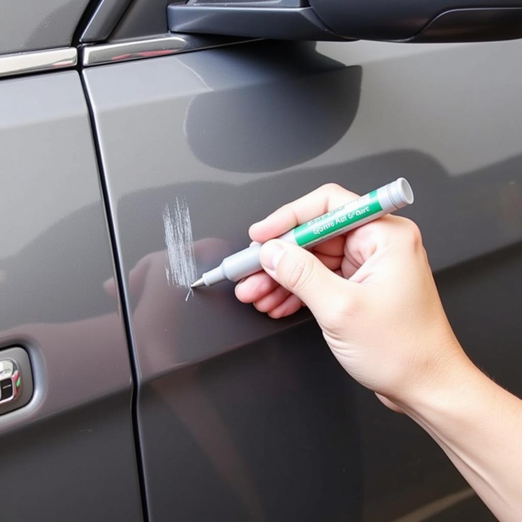 Applying Touch-up Paint to a Car Scratch