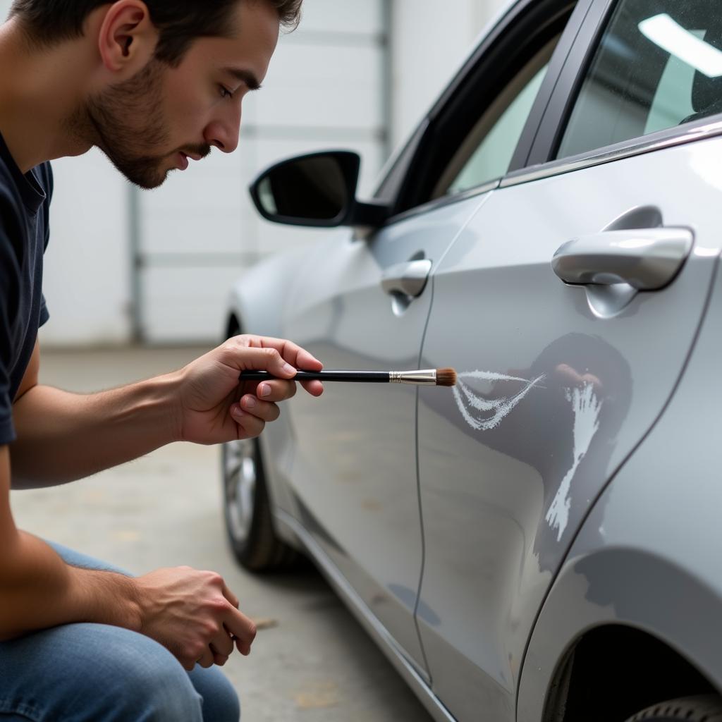 Applying Touch-up Paint to a Car Scratch