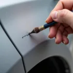 Applying Touch-Up Paint to Car Scratch