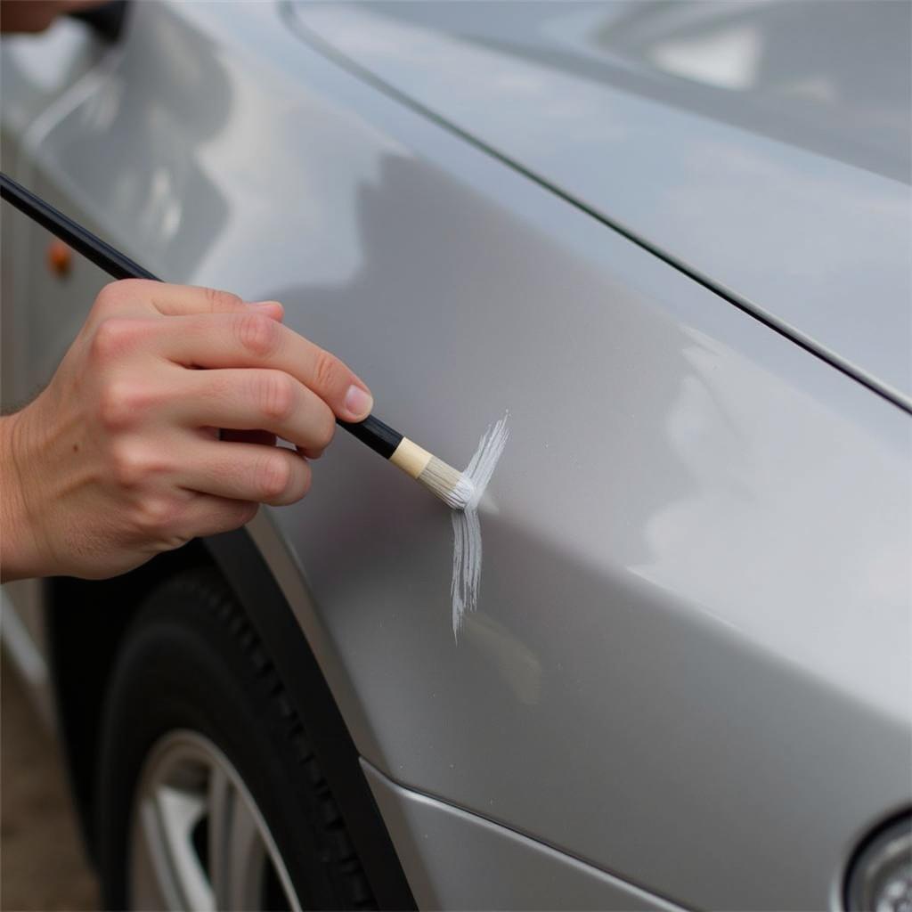 Applying Touch-up Paint to a Car Scratch