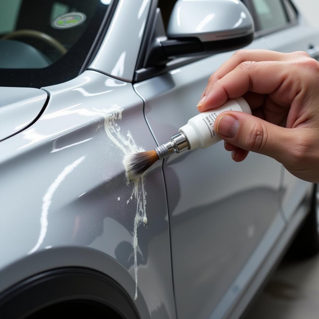 Applying Touch-up Paint to a Deep Car Scratch