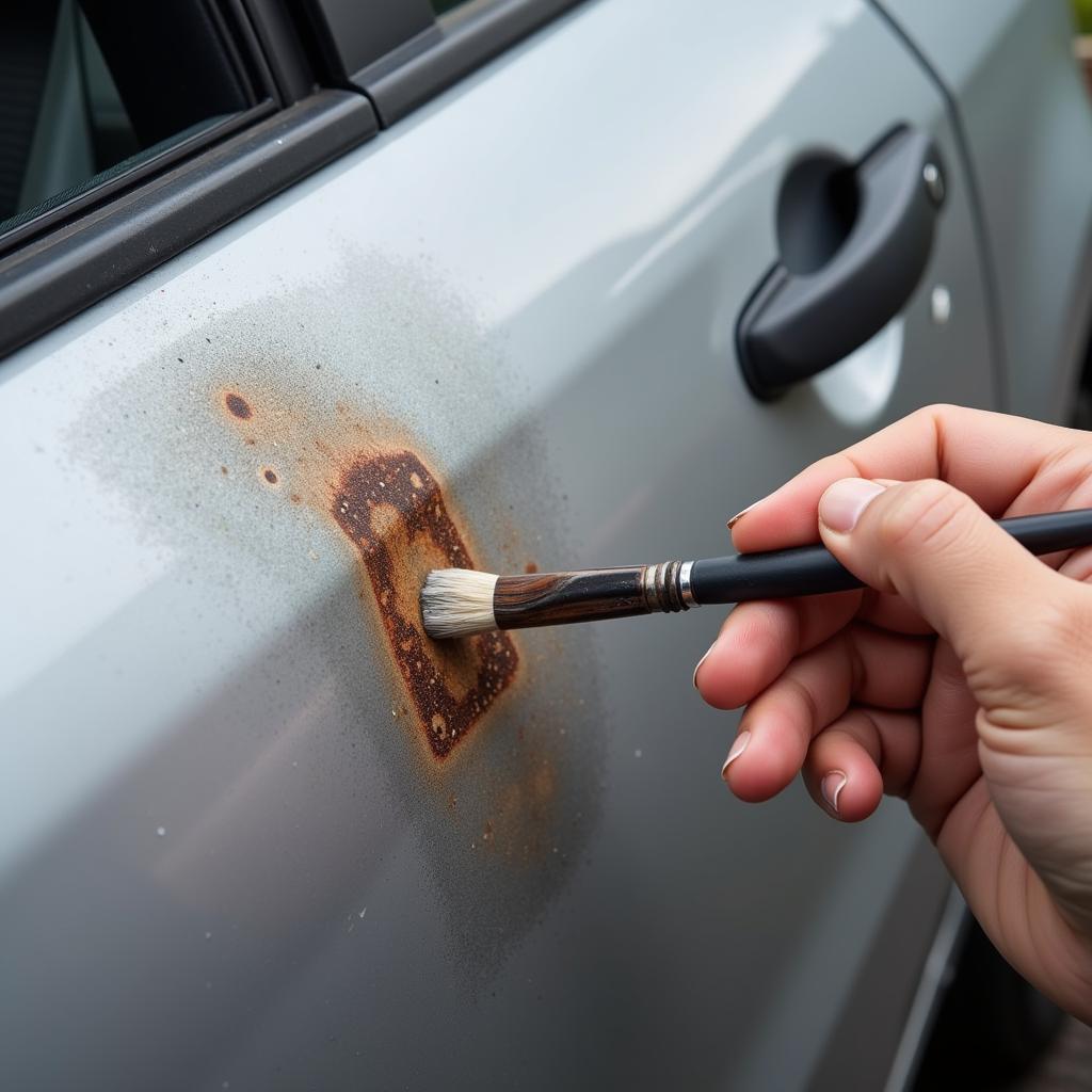 Applying Touch-Up Paint to Rust Repair