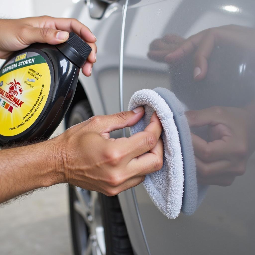 Applying Turtle Wax Rubbing Compound