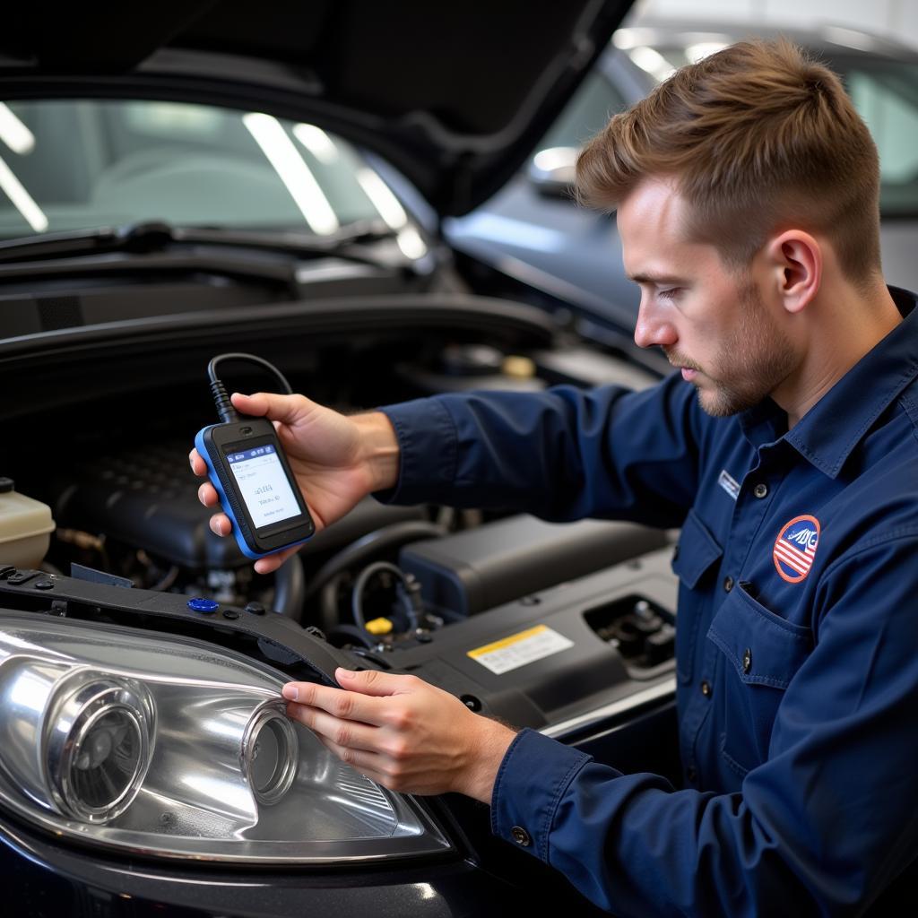 ASE Certified Technician Working on Car Electrics