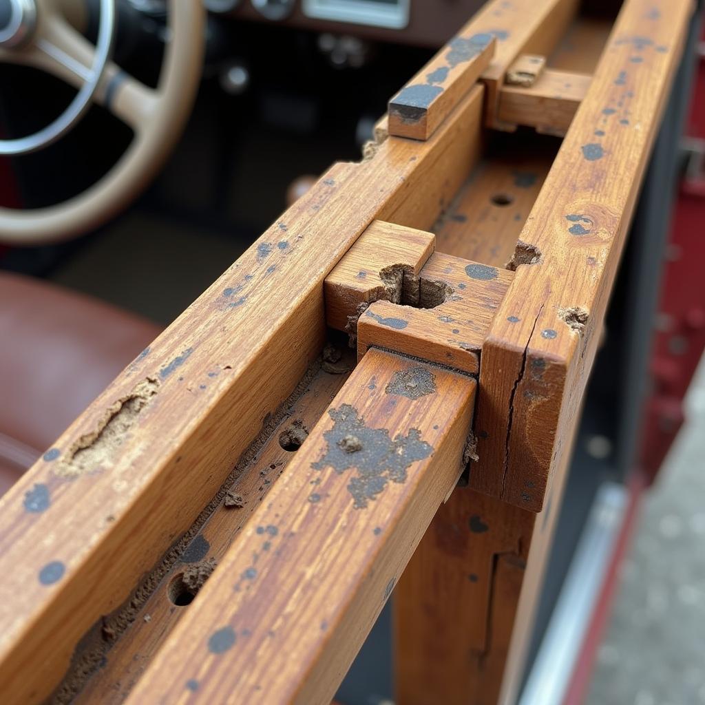 Damaged Ash Frame in a Classic Car