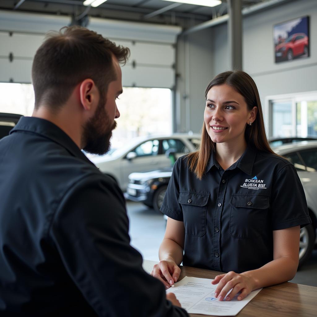 Asking Questions at a Car Body Repair Shop