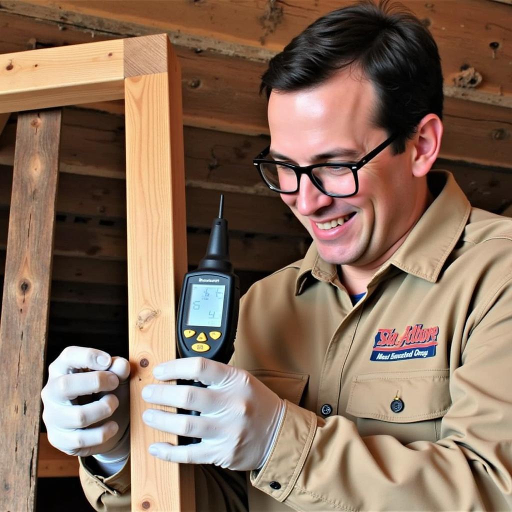 Mechanic Inspecting Ash Frame for Damage