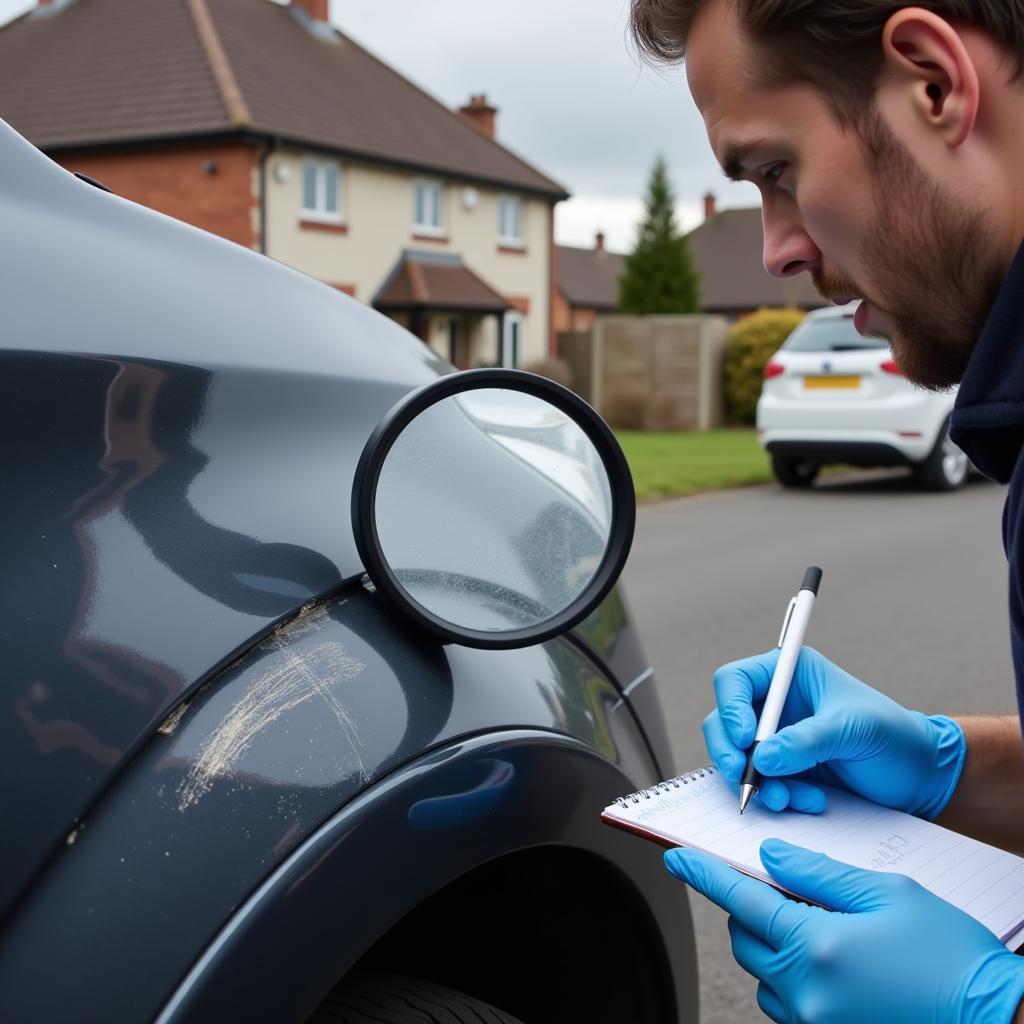 Assessing Car Damage in The Old Forge Hawkinge