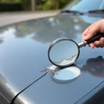 Assessing the Damage of a Large Paint Chip on a Car