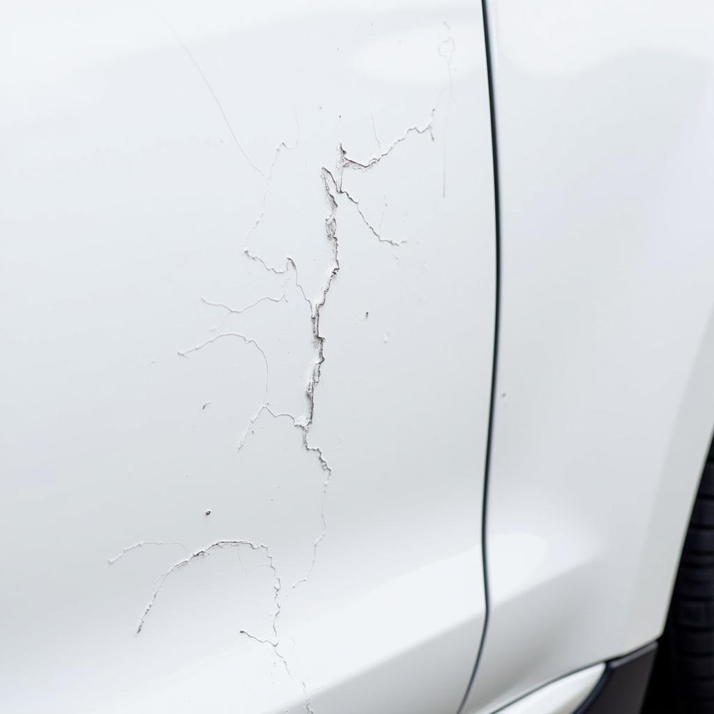 Assessing White Car Paint Damage Before Repair