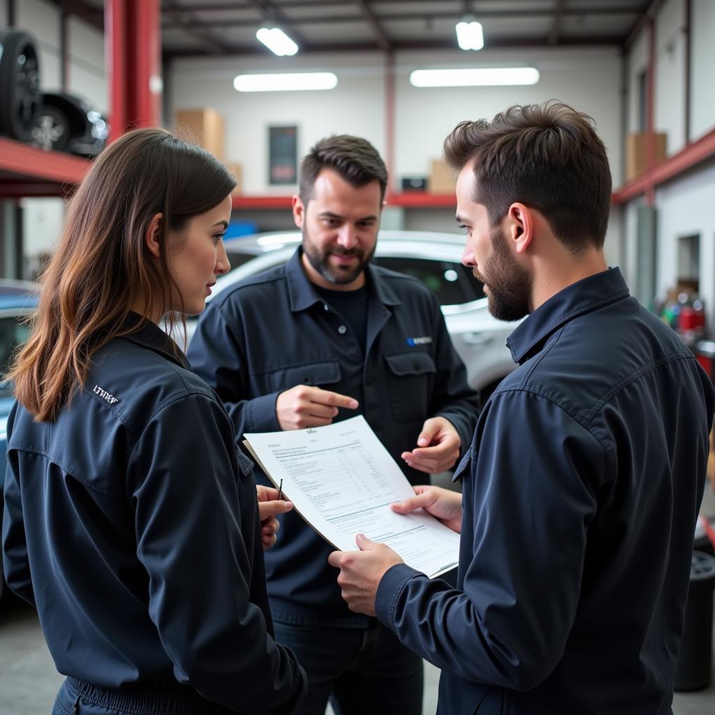 Mechanic providing a repair estimate