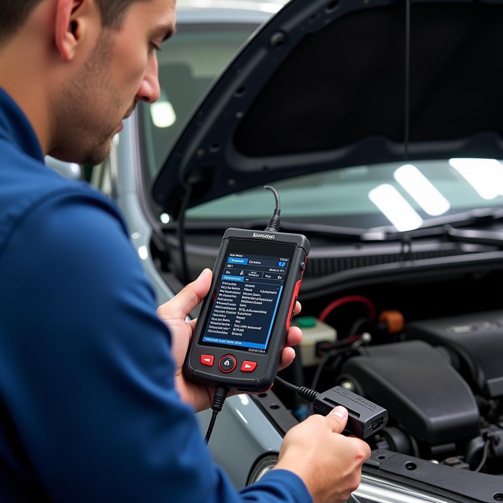 Auto Electrician Using Diagnostic Scanner in Doncaster