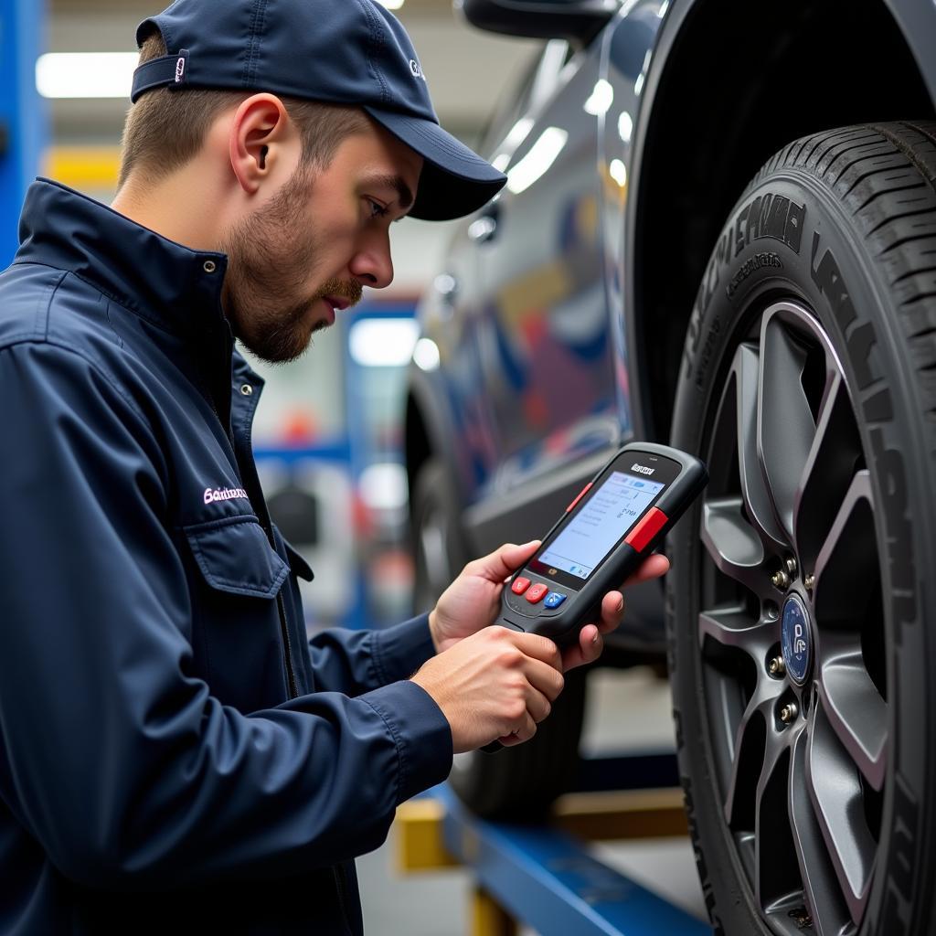 Auto Electrician Using Diagnostic Tool Coventry