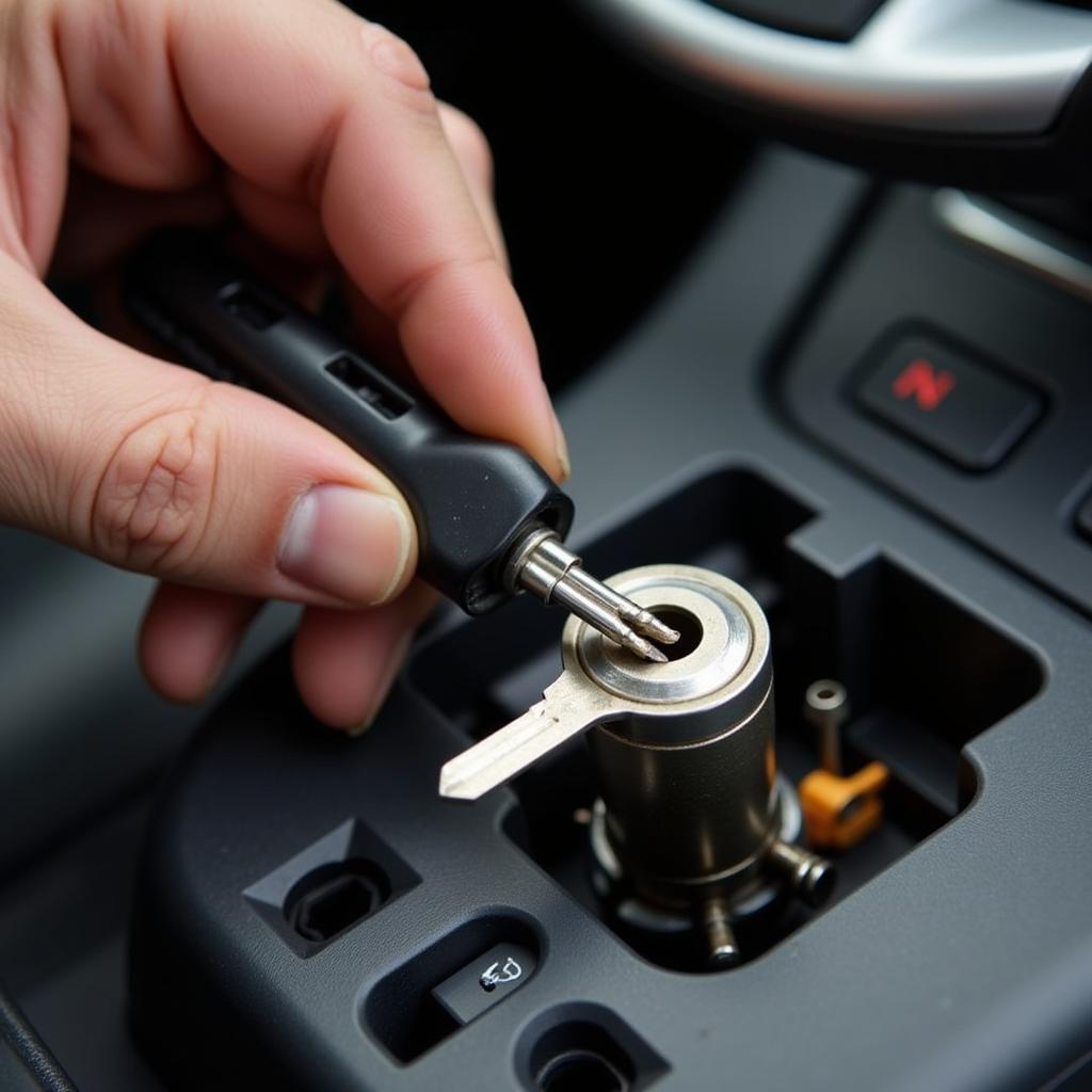 Automotive Locksmith Repairing Car Key Cylinder