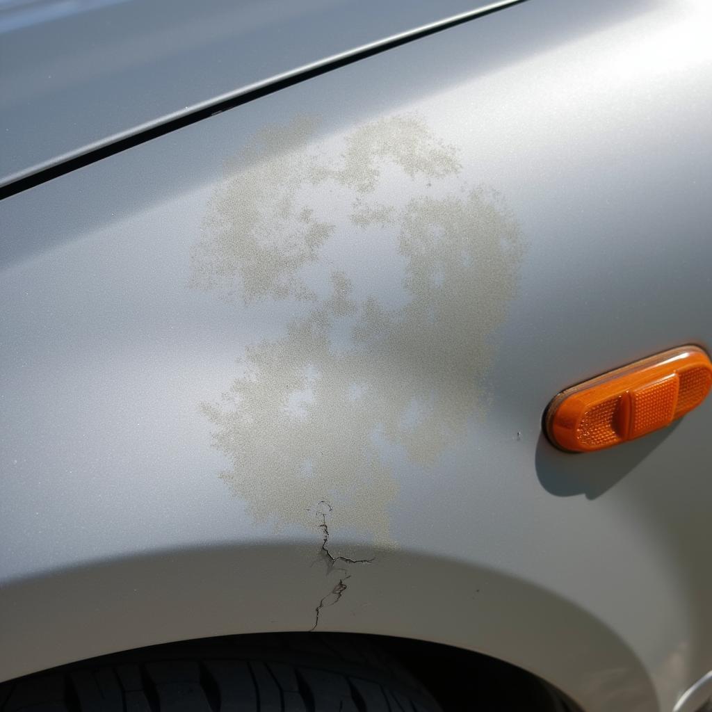 Bat guano damage on car paint