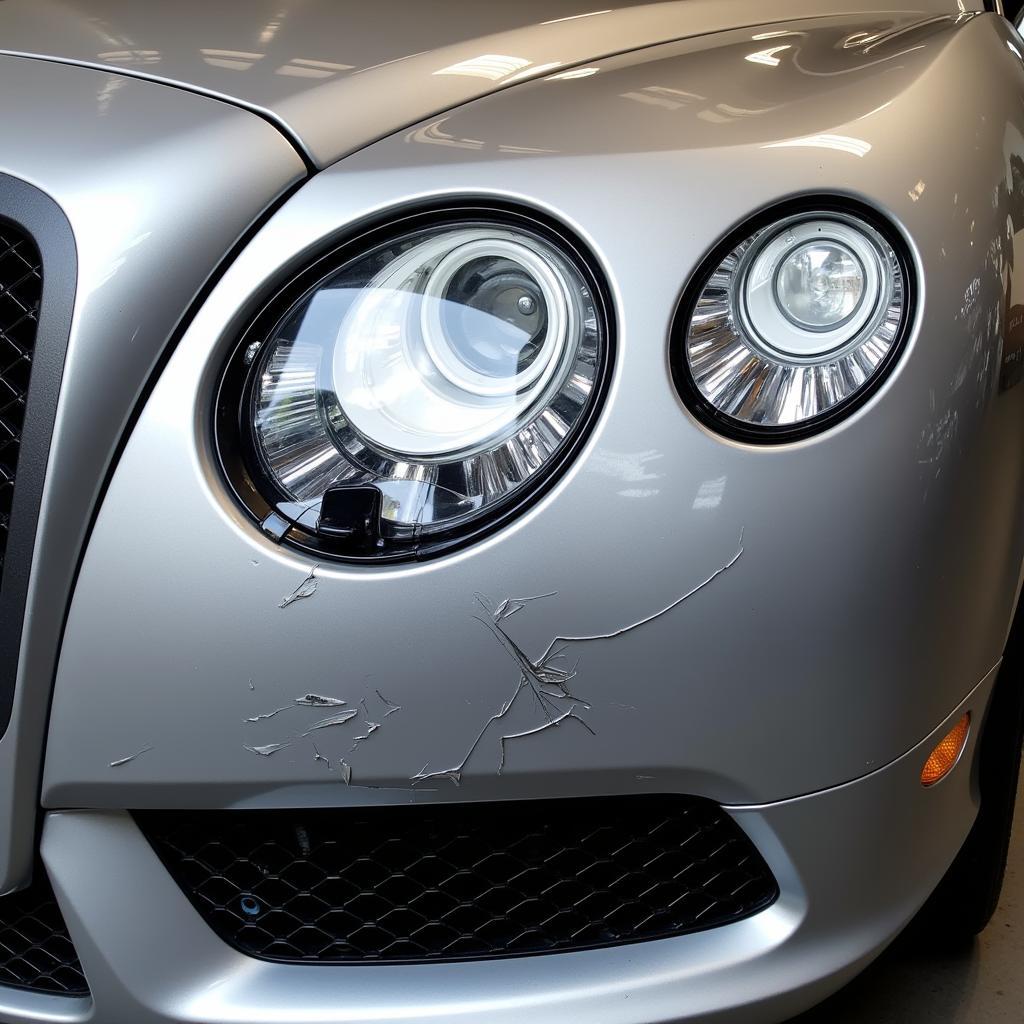 Damaged Front Bumper on a Bentley Continental GT