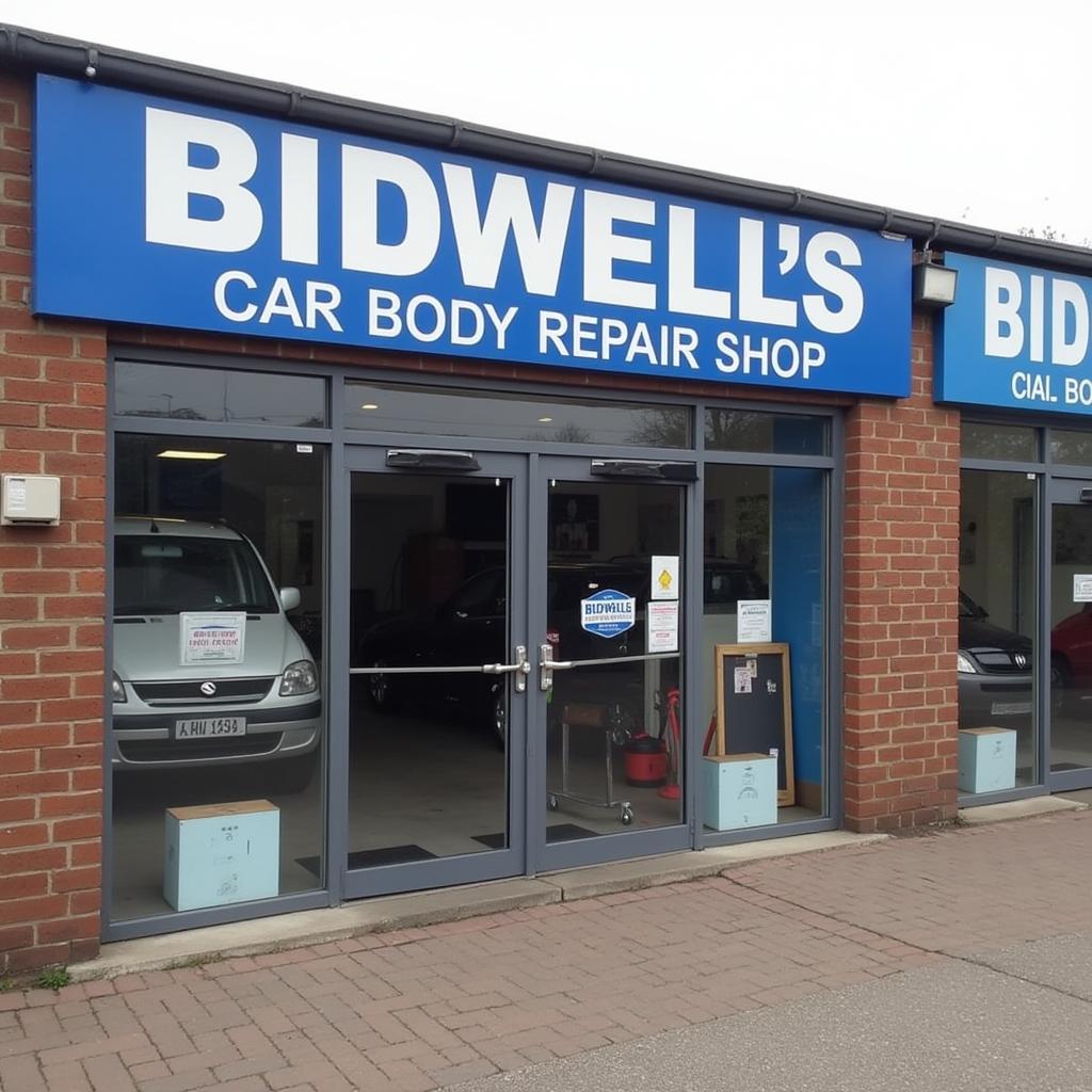 Bidwell's Car Body Repair Shop Front in Rackheath