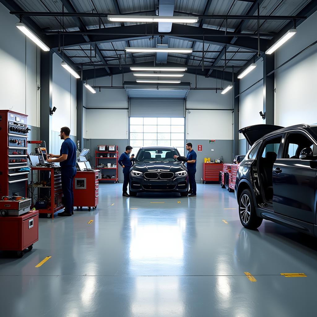 Inside a Billesley Car Body Repair Shop