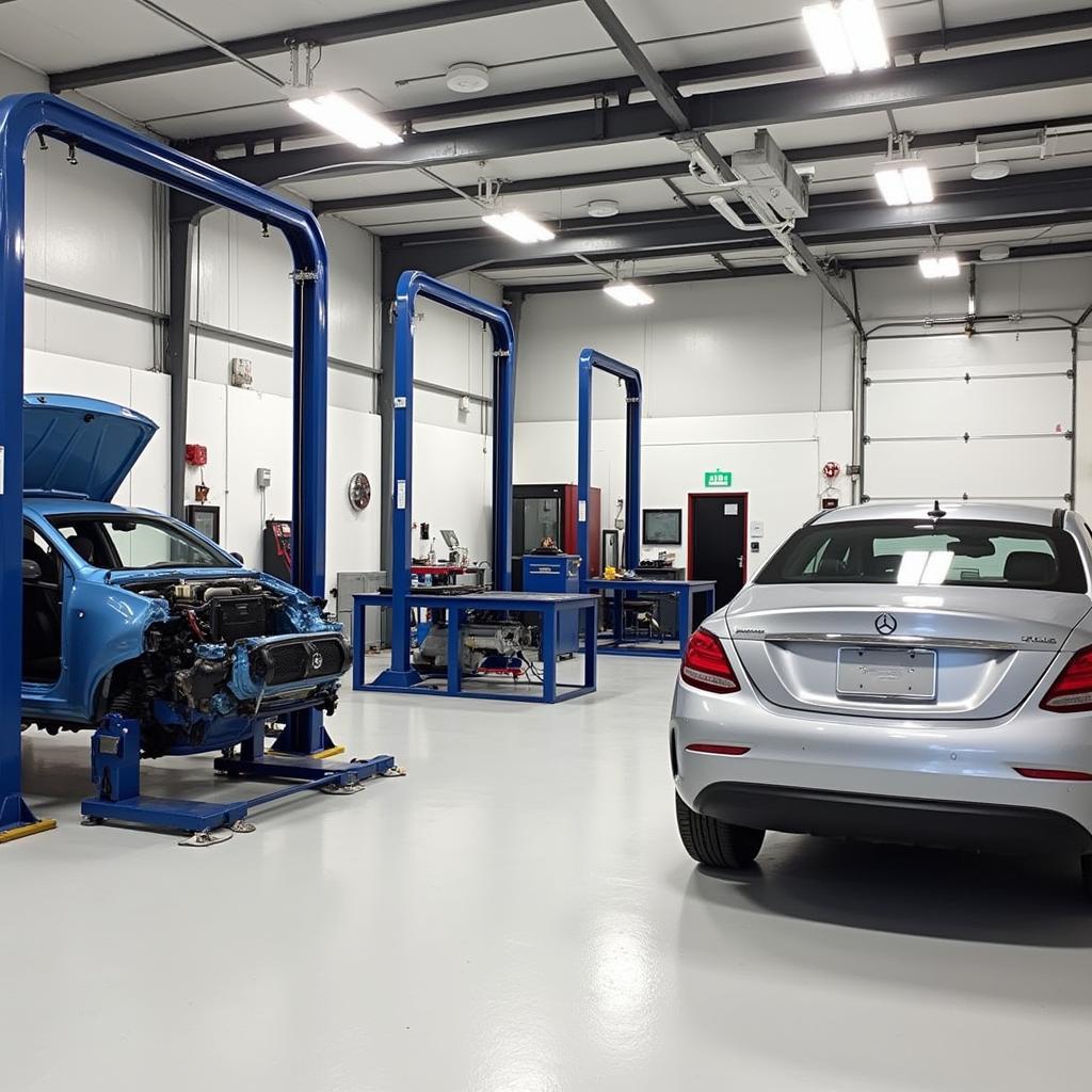 Inside a Boroughbridge Car Body Repair Shop