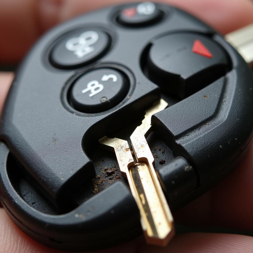 Close-up of a Broken Car Key Blade