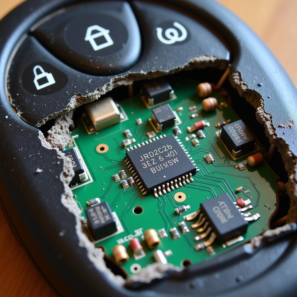 Damaged Circuit Board in Car Key Fob