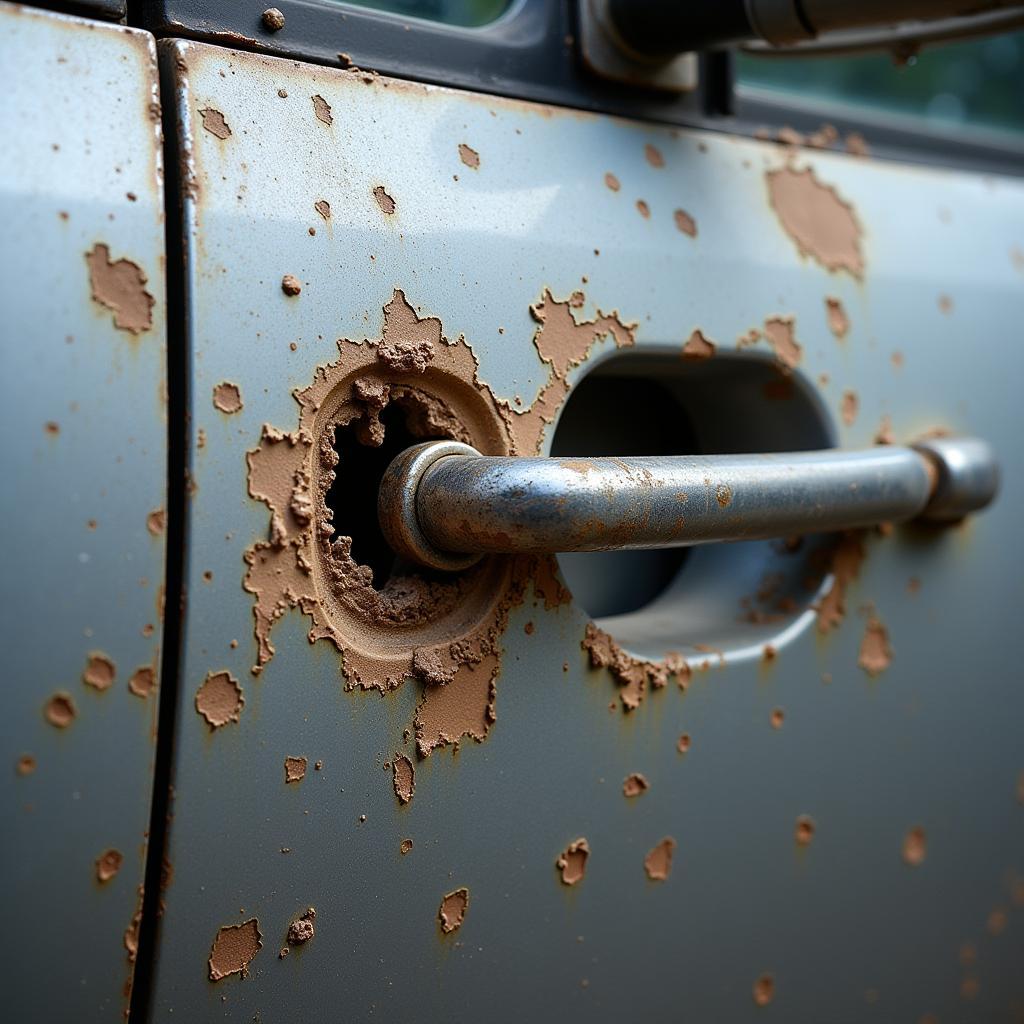 Bullet Damage on a Car Door