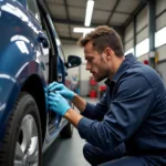 Final inspection after car body repair in Bulwell.