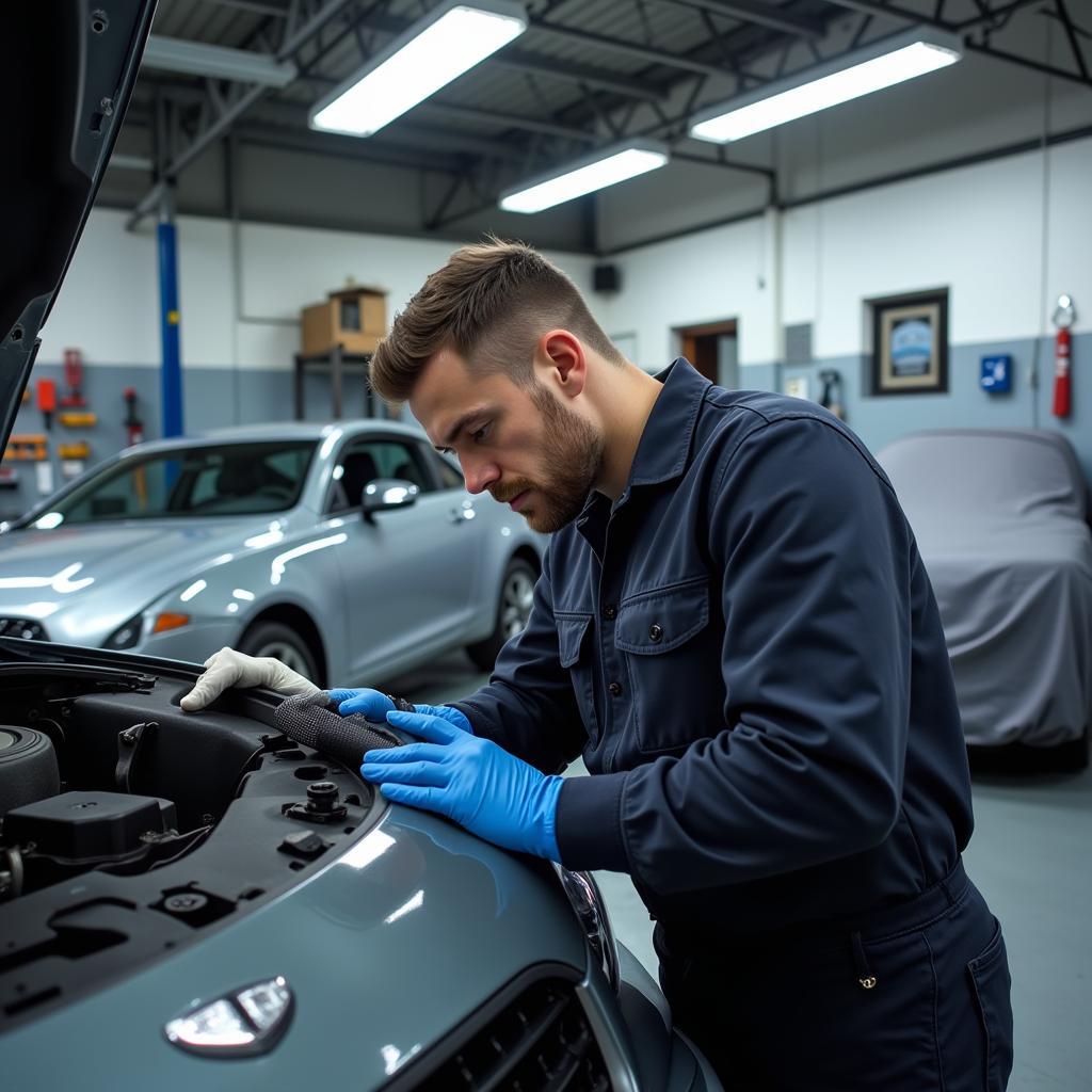 Inspecting a car body repair shop in Burslem