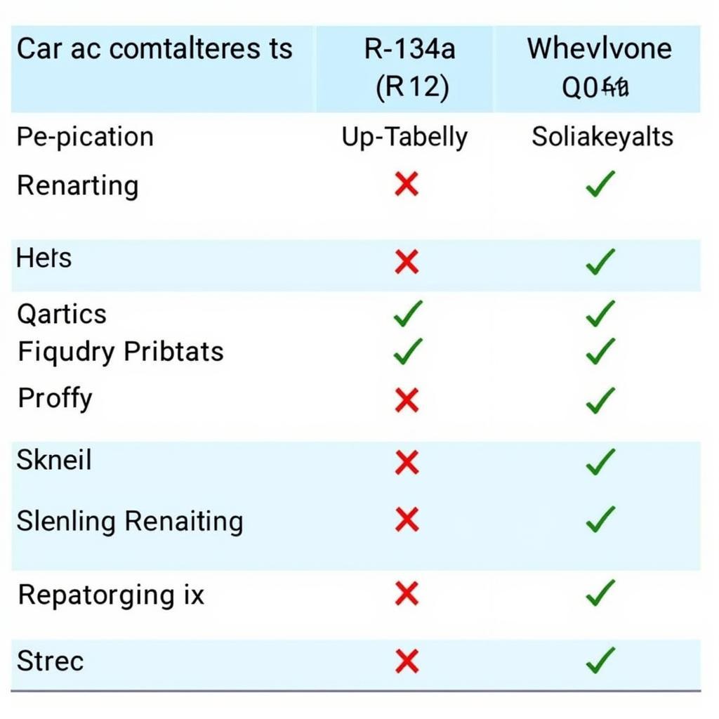 Car AC Refrigerant Types Comparison