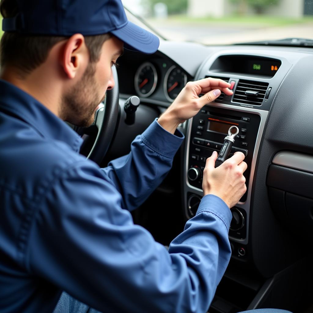 Car AC Repair Technician at Work